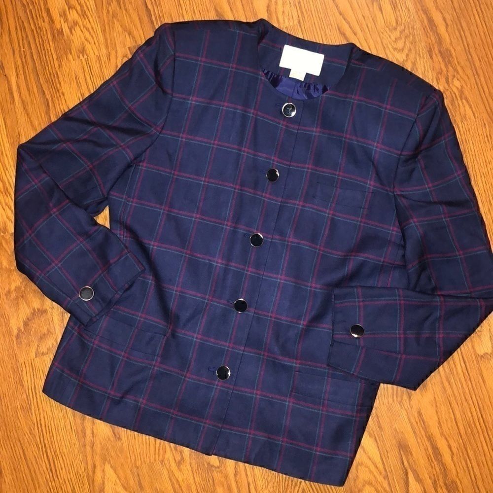 Lord & Taylor | Vintage Navy Windowpane Blazer